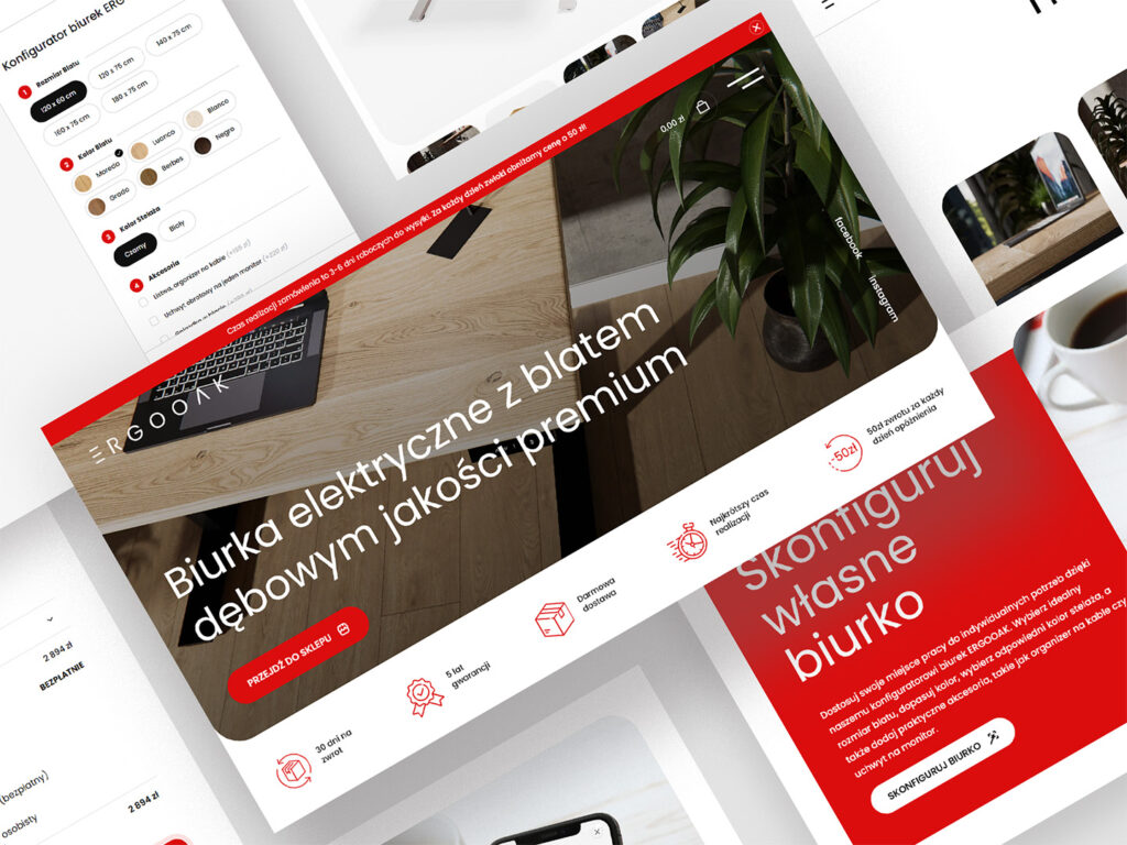 We have implemented an online store with a dedicated product configurator for a manufacturer of electric desks